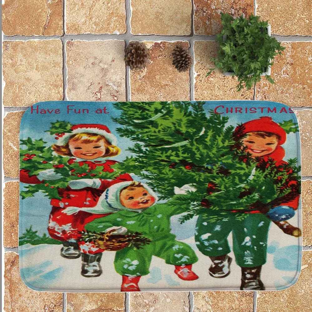 Merry Christmas Придверный коврик Санта-Клаус шаблон письмо пол входная дверь ванной коврик ванна для помещений ковер для дома Nov7