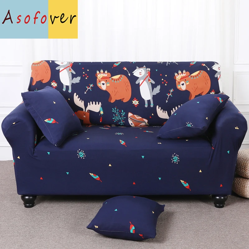 Asofver милый медведь чехол для дивана эластичный диван Slipcover Cubre диван растягивающиеся покрытия для мебели протектор Чехлы для диванов для гостиной - Цвет: 17