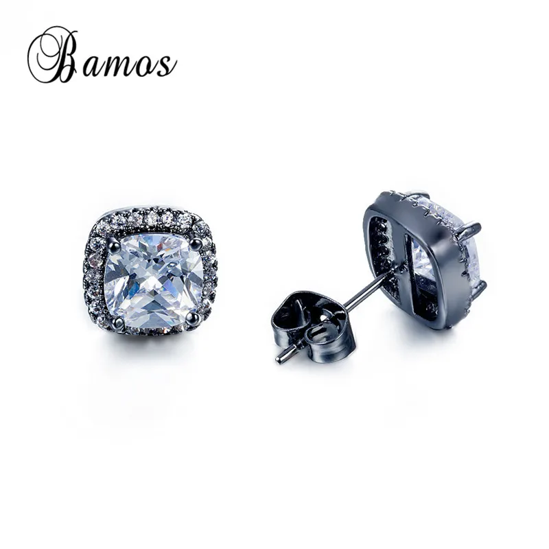 Женские серьги гвоздики из циркония с золотым и черным покрытием|stud earrings|zircon stud