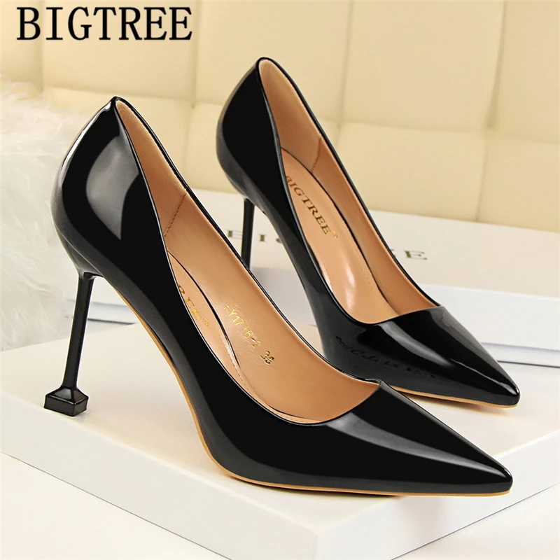 Офисные туфли на высоком каблуке с острым носком Женские туфли-лодочки Пикантные