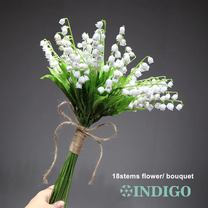 INDIGO-18pcs г. белый букет из конвалярии пластиковый цветок для невесты свадебного