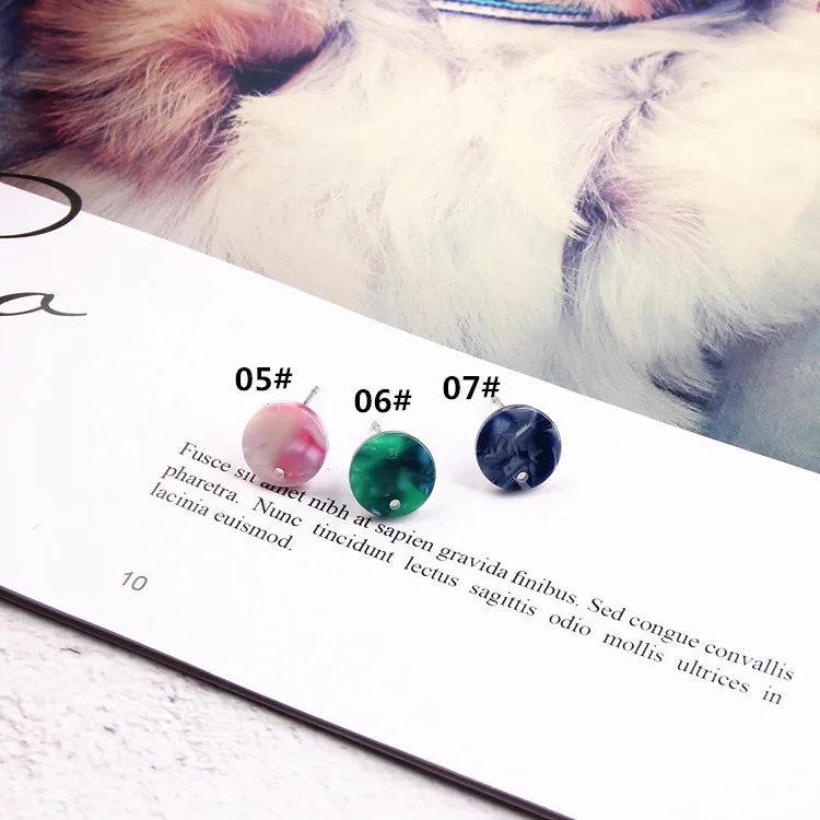 

Acetate Round Stud Earring One Hole Eardrop Accessories Diy Handmade Material Jewelry Component 6pcs