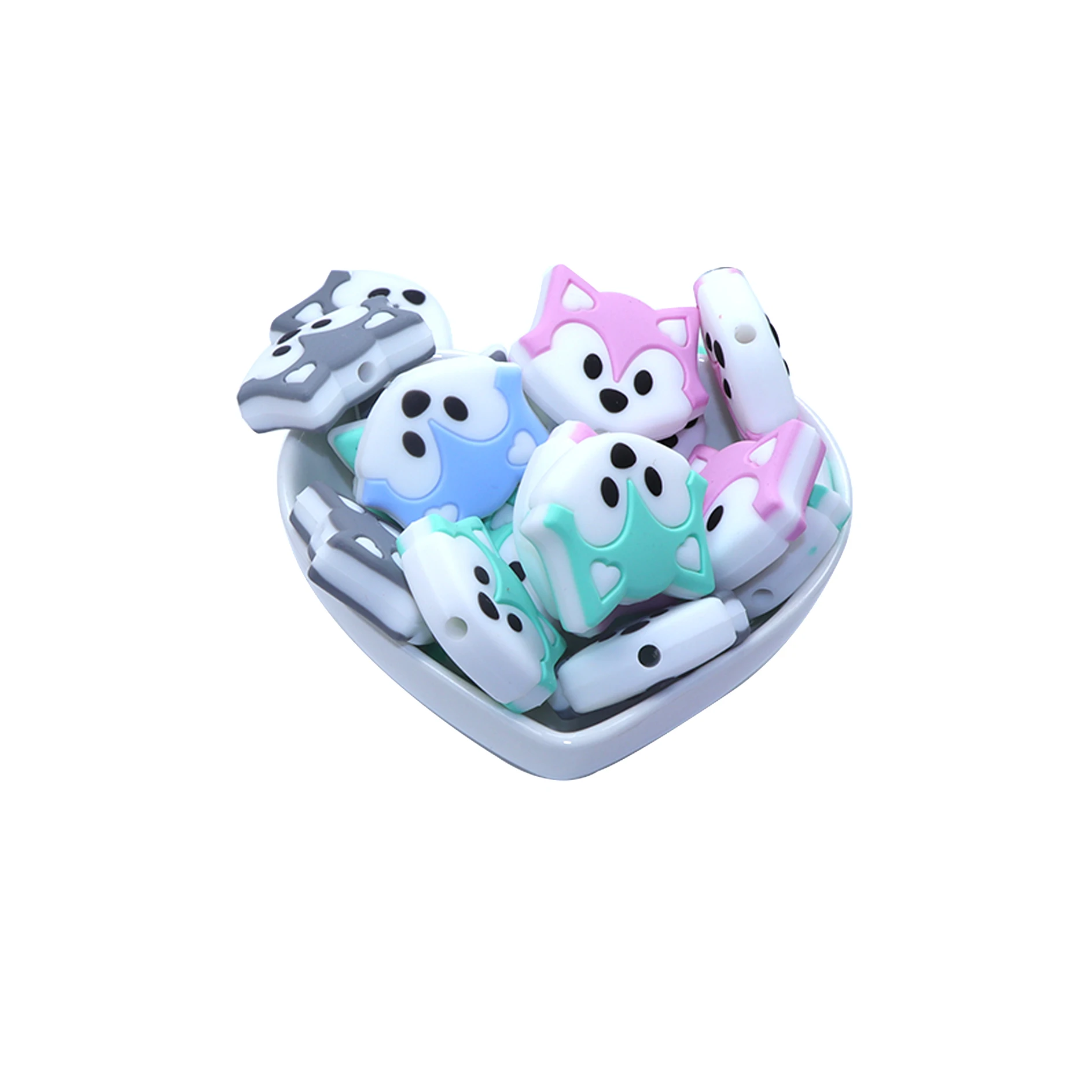 Joepada 50Pcs Fox Lovely Baby Teething Beads Food Grade Silicone Teether Making Baby Teething Jewelry Necklace Accessories Toy