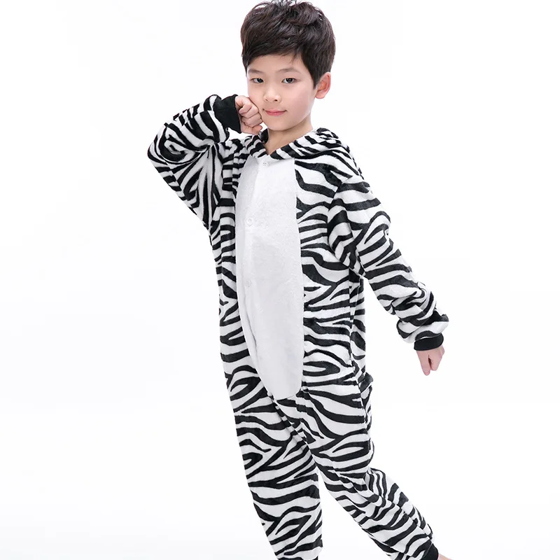Детская Фланелевая пижама с капюшоном принтом зебры|Комплекты пижам| |