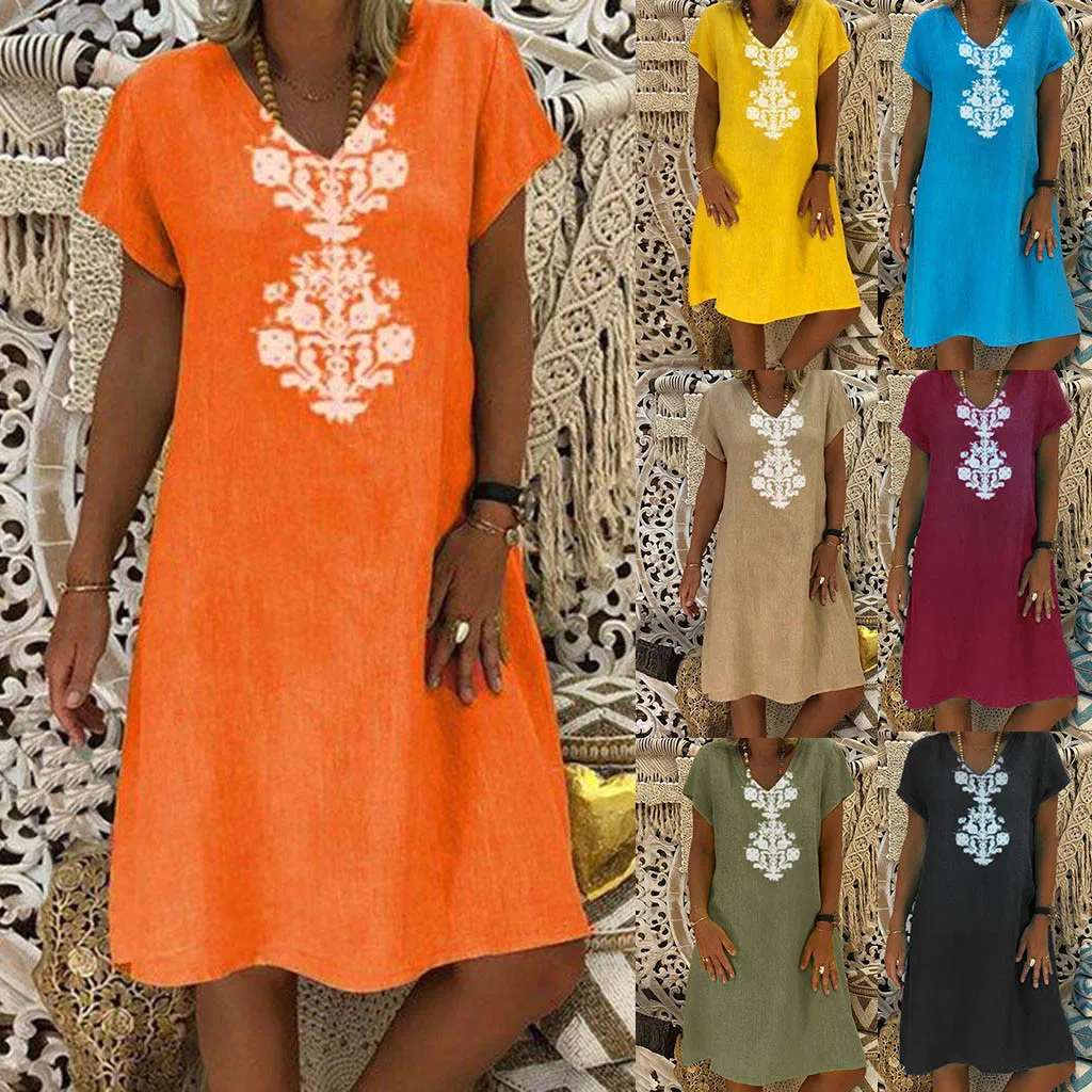 Женское летнее стильное платье женская летняя футболка элегантное Хлопковое размера плюс женское халат 51 #