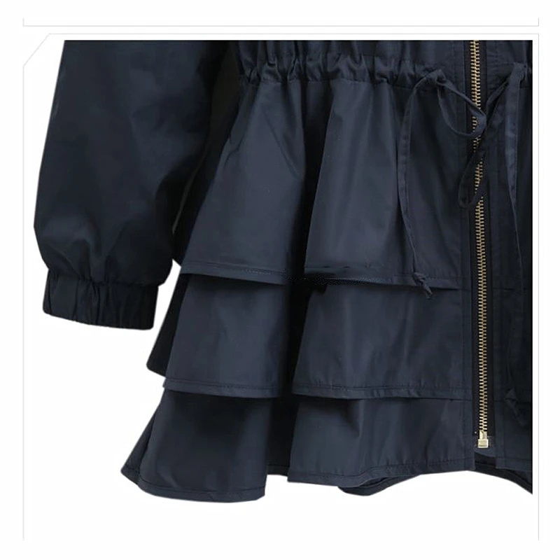 

New large size women's waist was thin in the long section of fashion ruffled jacket 2019 spring and autumn casual jacket B334