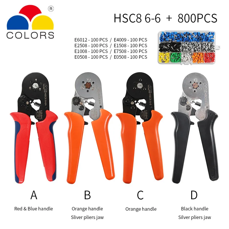 HSC8 обжимные клещи 0,25-10mm2 HSC8 6-4/6-6 0,25-6mm2 Тип трубки иглы Набор клеммных коробок мини кримпер давление провода инструмент