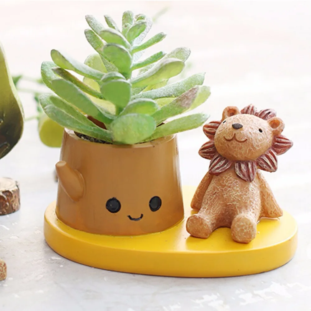 Mini Succulent Plants Pot Animals Resin Flowerpots Planters Desk Flower Home Decor Macetas Plateau Flowerpo | Дом и сад