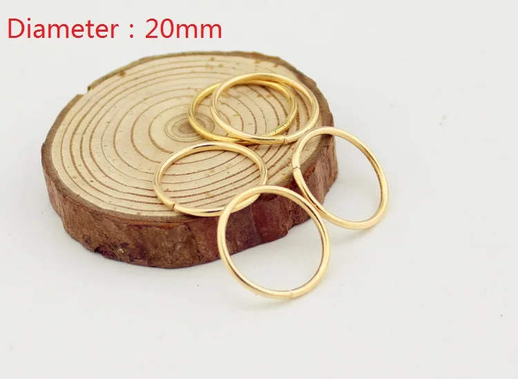 20mm gold 10 шт. 3 размера кольца из сплава цинка высокого качества круглые пряжки износостойкое кольцо аксессуары для кожевенных ремесел сумки части промо - Цвет: 20mm gold