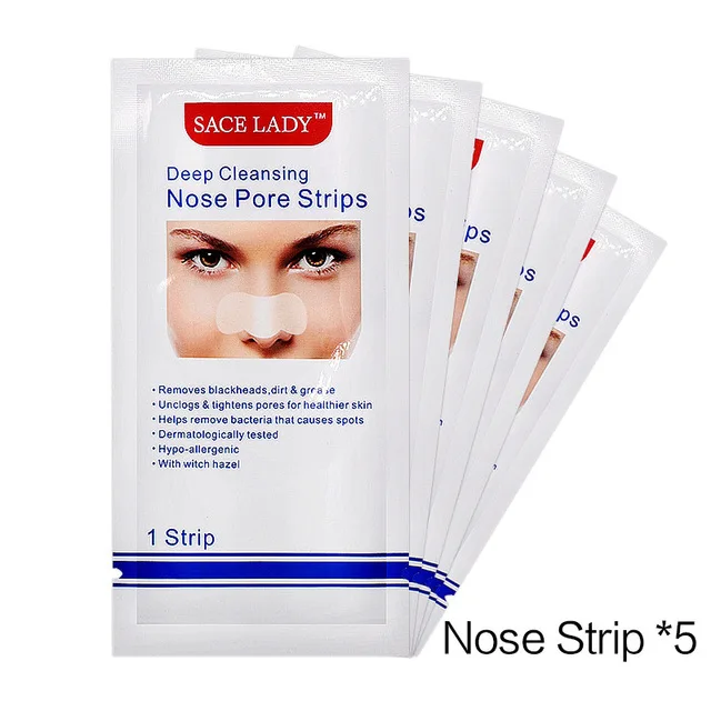 5pcs SACE LADY, средство для удаления черных точек, маска назальная, полоски, черная голова, нос, пятно, точка, отшелушивающая наклейка, для лица, акне, белая головка, очиститель пор - Цвет: 5pcs