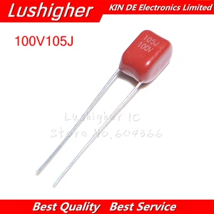 10 шт. 100V105J 1 мкФ шаг 5 мм 100 в 105J 105 CBB полипропиленовый пленочный конденсатор