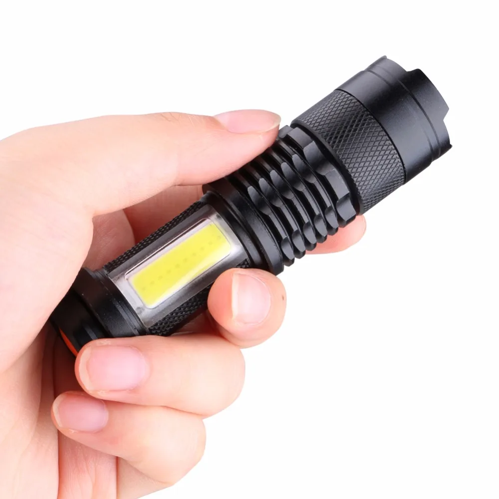 Портативный 3800LM XML Q5 + COB светодиодный фонарик мини ZOOM torchflashlight использование AA 14500
