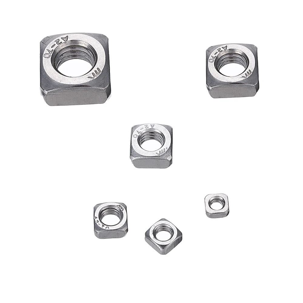 Suleve MXSN5 260 шт. M3/M4/M5/M6/M8/M10 260 шт. квадратная гайка 304 машина из нержавеющей стали винт и гайка