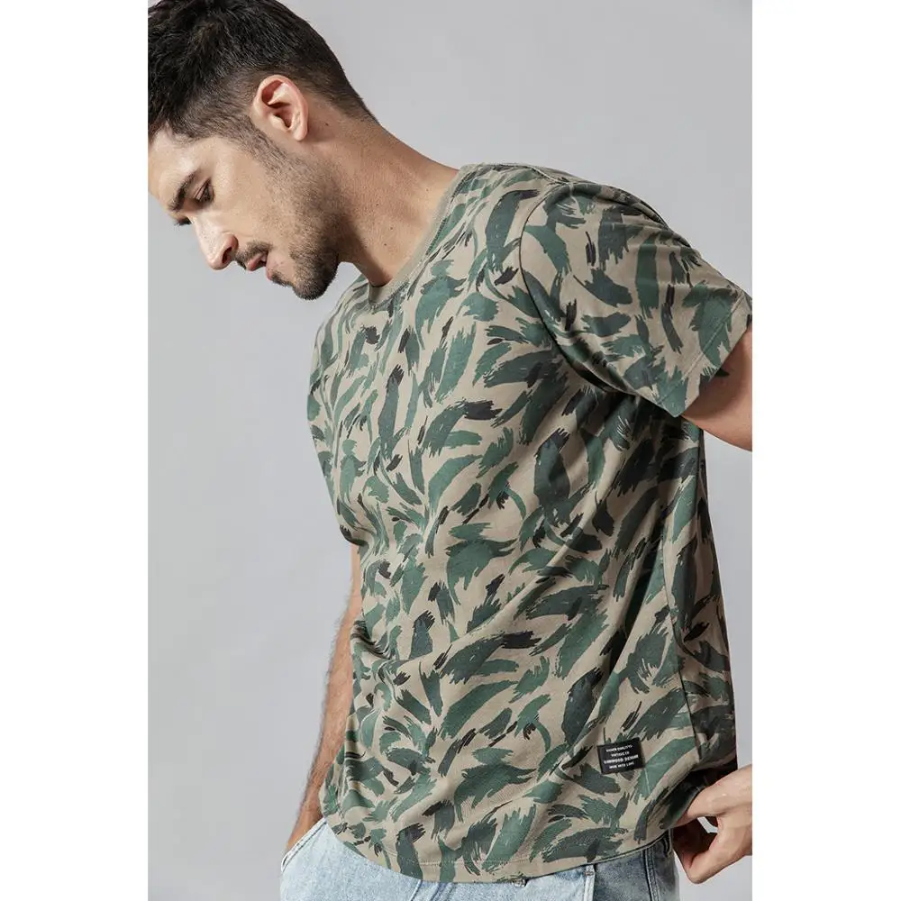 SIMWOOD 2019 летняя Новинка камуфляжная Футболка с принтом мужская мода Ретро стиль