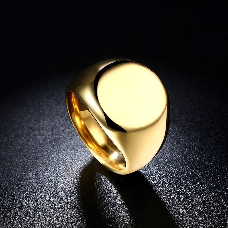 Роскошный Золотой Цвет Нержавеющая титан сталь кольцо для мужчин минималистский