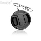 Черный Универсальный Камера объектив Кепки защитная крышка объектива 49 52 55 58 62 67 72 77 82 мм на выбор со шнурком для предотвращения утери