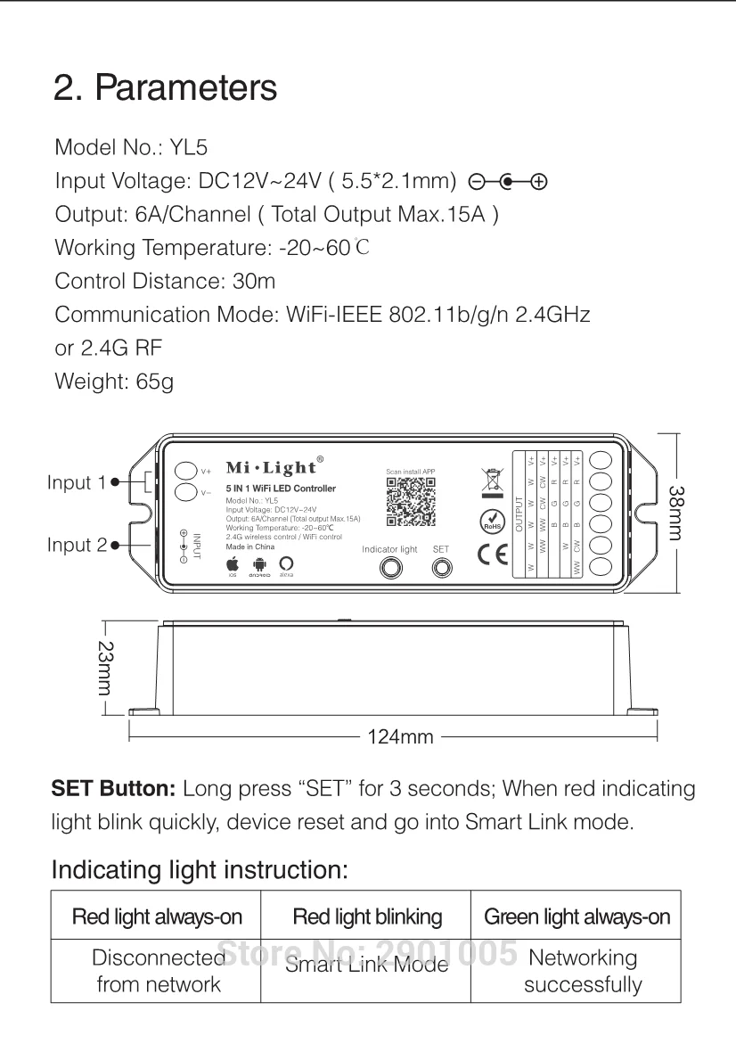 Mi светильник 5IN 1 WiFi светодиодный смарт-контроллер для одного цвета RGB+ CCT RGB RGBW светодиодный фонарь Amazon Alexa голосовой телефон приложение пульт дистанционного управления