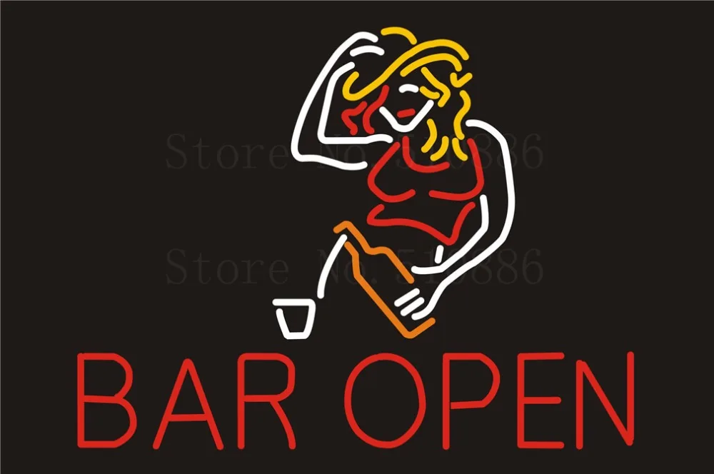 

NEON SIGN For Bar Open Cave Sex Girls Wine Real GLASS Tube Beer PUB Restaurant Signboard store display Shop Light Signs 17*14"