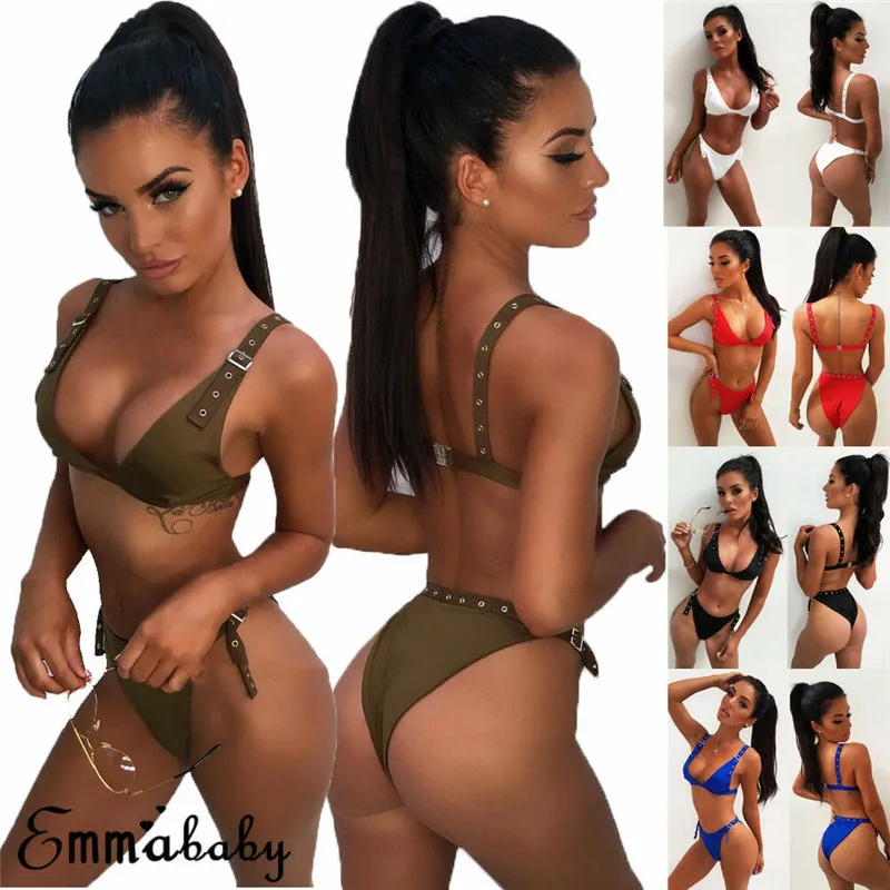 Женский бандажный комплект бикини GLANE бюстгальтер пуш ап с топом купальный