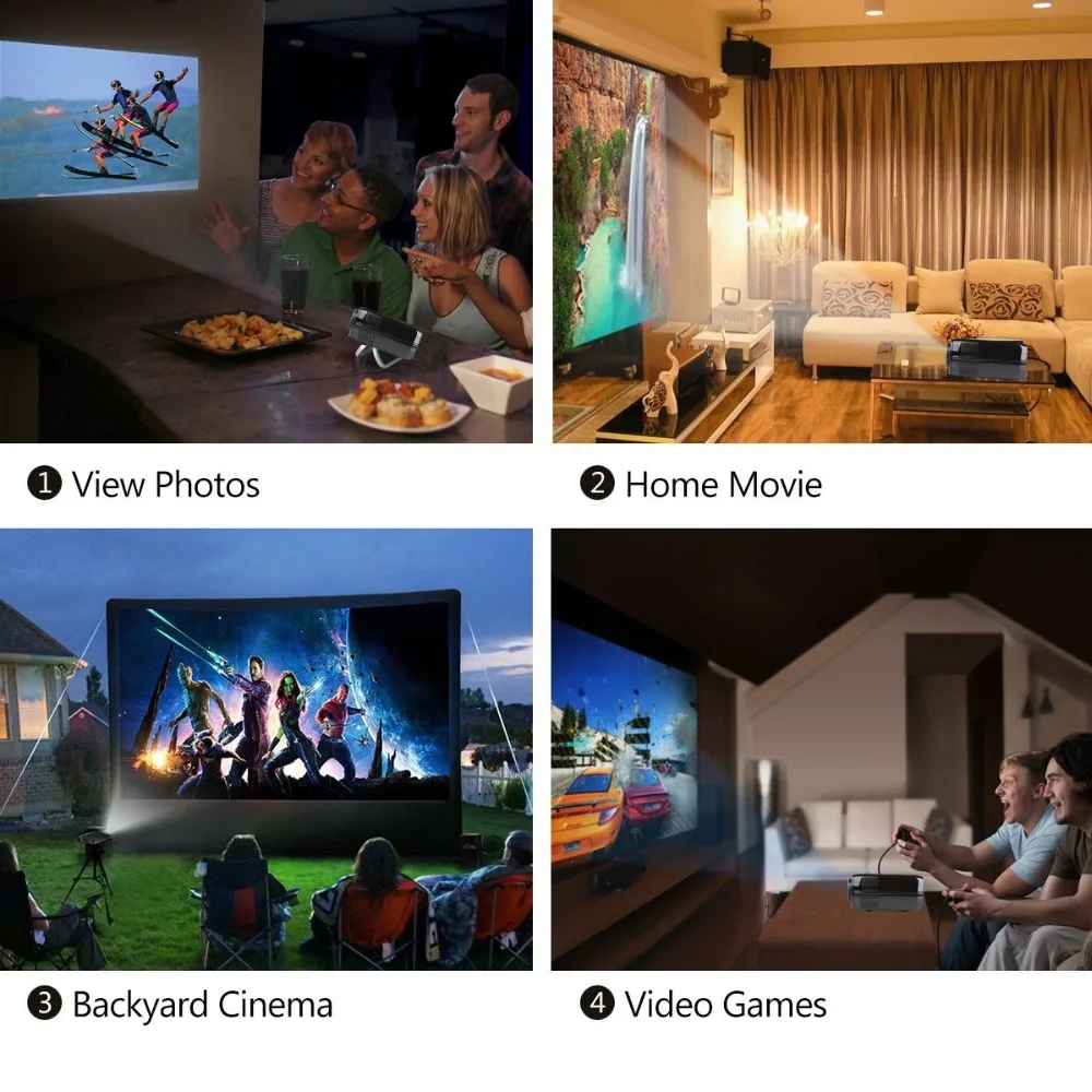 CRENOVA XPE460 светодиодный видеопроектор Full HD 1080P с интерфейсами HDMI VGA AV USB для