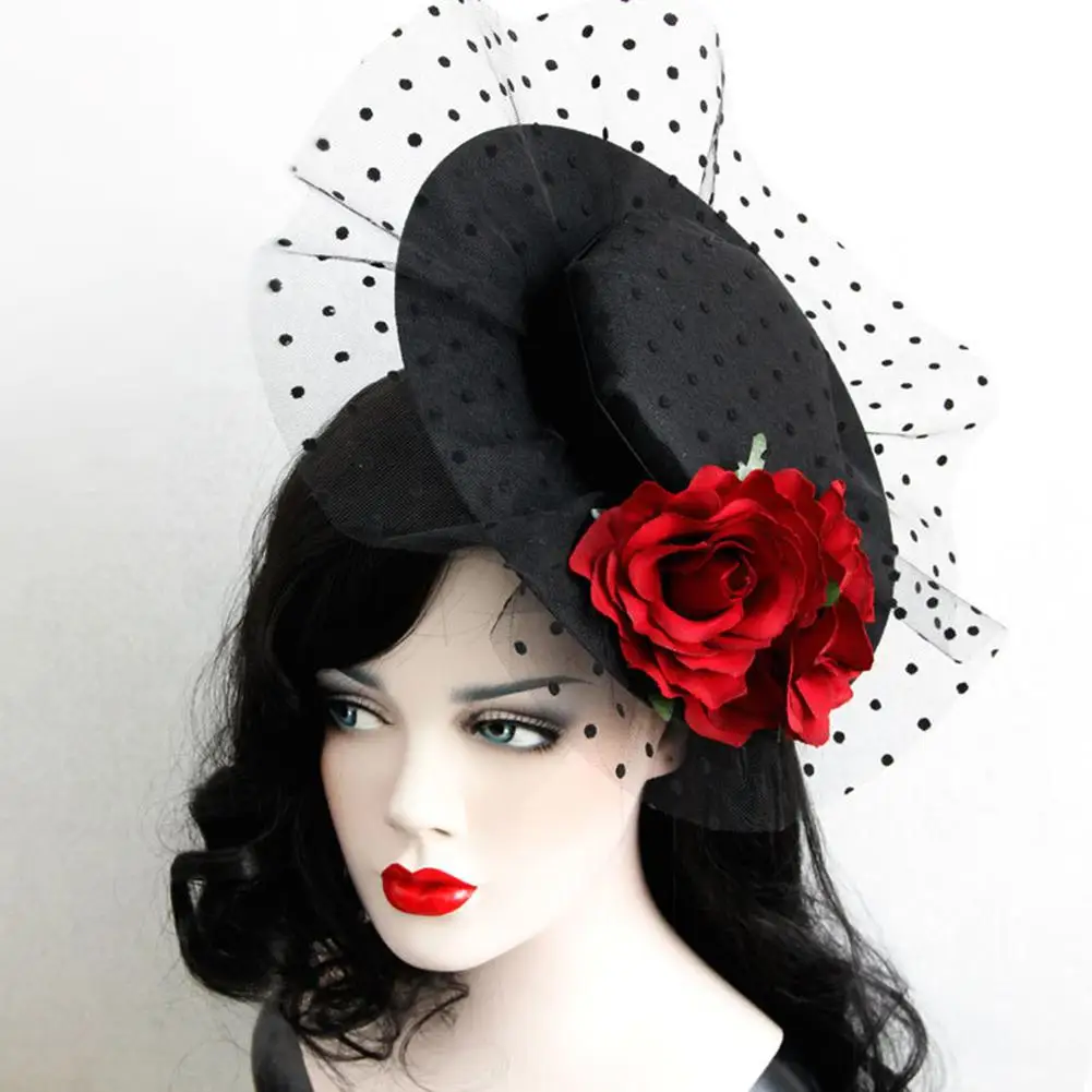 XY Fancy Women Retro Elegant Rose Net Yarn Little Hat Headdress Hair Ornaments | Украшения и аксессуары