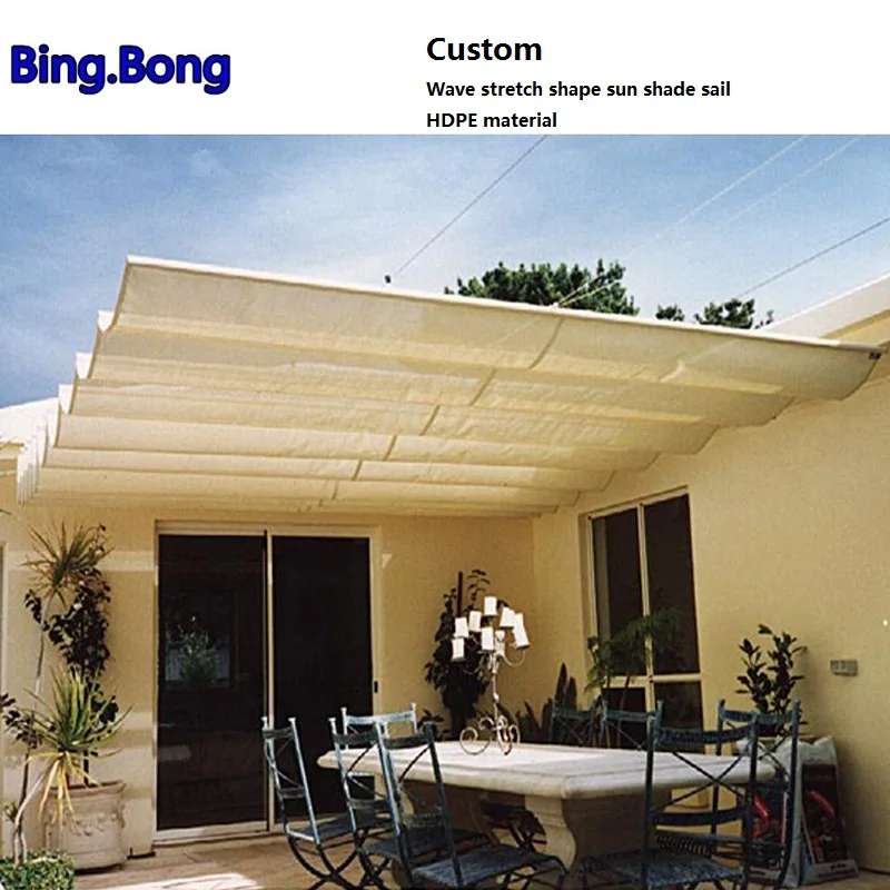 

Custom Wave stretch shape sun shade sail HDPE material shading hang curtain Sunshade Gazebos canopy curtains sun screen awnings
