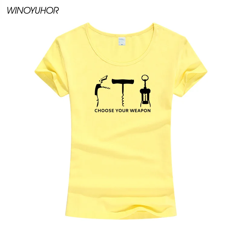 Choose Your Weapon Funny Design T-Shirt Women Summer Fashion Short Sleeve T Shirt Drinking Wine Lover Tee Tops For Lady | Женская одежда