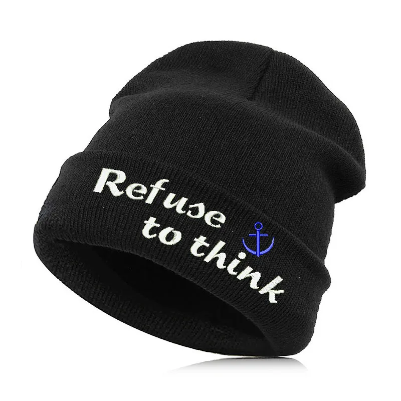 Beanie шляпа Skullie шапка, вязаная шапка-носок зима-осень вышивка лозунг девиз слова в стиле панк Для мужчин Для женщин для мальчиков и девочек для уличных танцев