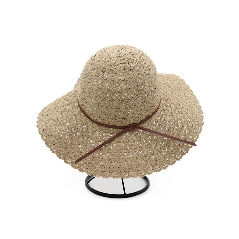 

XdanqinX Summer New Style Women's Straw Hat Foldable Lace Hollowed Sun Hats For Women Sunscreen Ventilate Youth Female Beach Hat