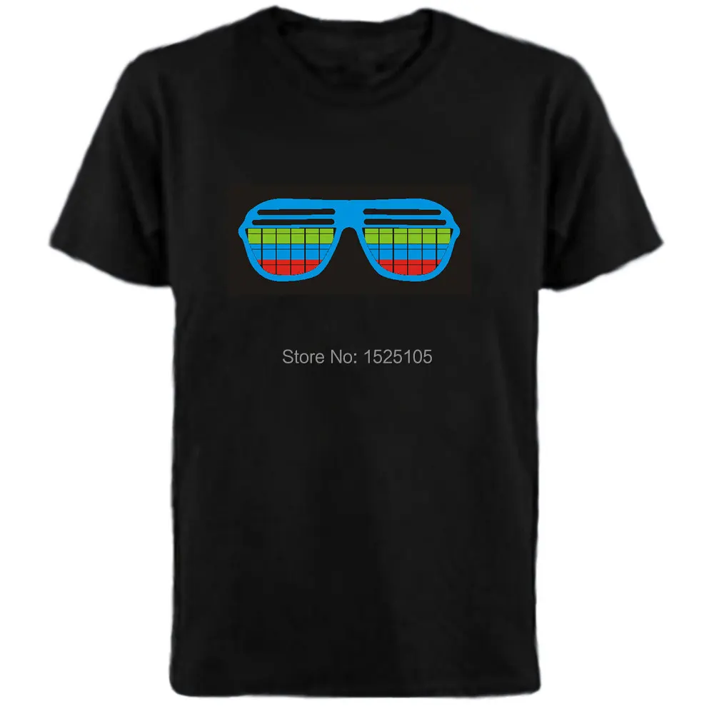 Очки дизайн эквалайзер звуковая активация Светодиодная мигающая футболка с 4 шт.