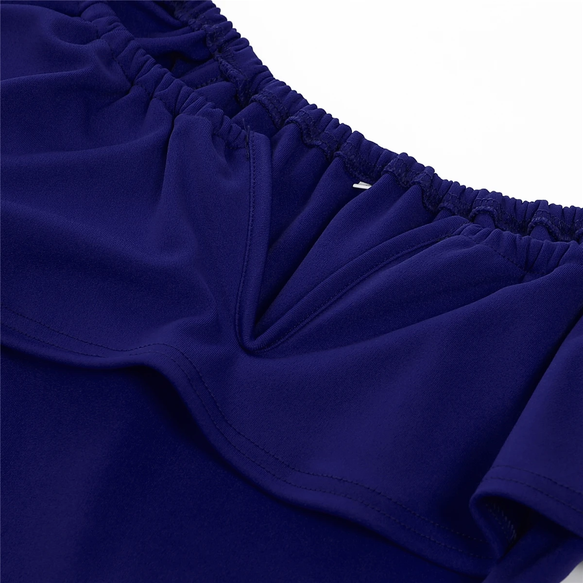 Женский вечерний комбинезон с оборками однотонный клубный на одно плечо длинные