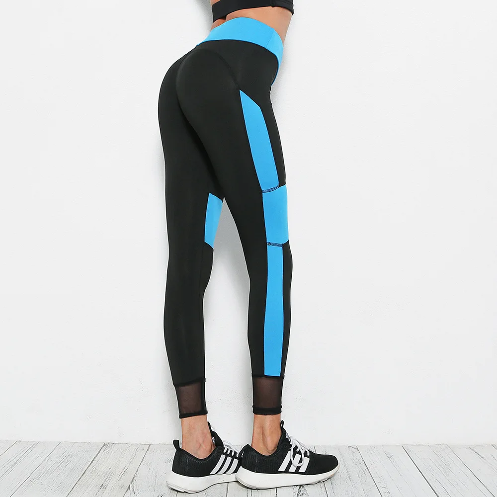 Спортивные Леггинсы женские сетчатые Лоскутные штаны для йоги | Женская одежда