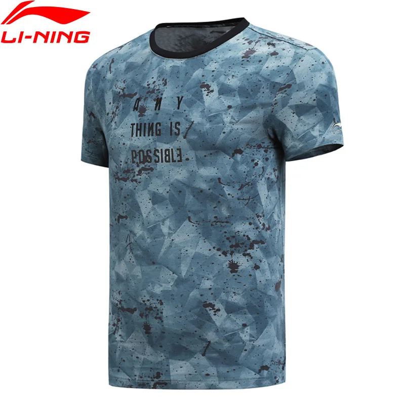 Мужская Спортивная Футболка Li Ning из 100% хлопка удобная дышащая футболка с