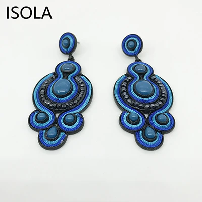 ISOLA, винтажные серьги в форме капли воды, стразы, в этническом стиле, очаровательные серьги в стиле бохо для традиционного фестиваля - Окраска металла: E030E Blue