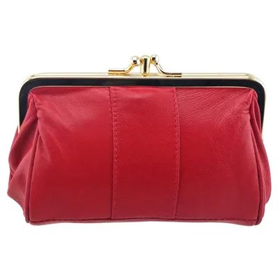 red 018 NICOLE& CO женский кошелек для монет из натуральной кожи держатель для карт кошелек с металлической рамкой кошелек для девочек маленький мешок для монет - Цвет: red 018