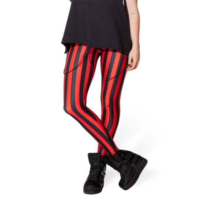 Горячие сексуальные модные пиратские леггинсы штаны с цифровой печатью красные