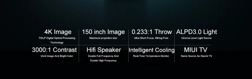 Xiaomi Mijia 4K лазерный проектор для домашнего кинотеатра Проекционный телевизор Full HD 4K 1500ANSI Android 6,0 5000 люмен 2G ram 16G 3D проектор