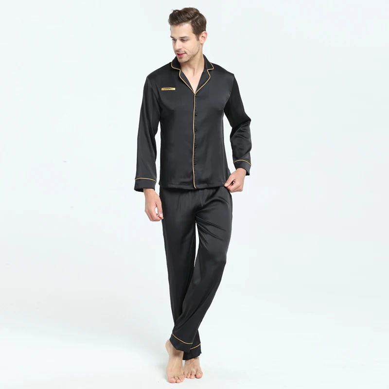 Mens Silky Satin Pajama Sets with Long Pants Sleepwear Home Wear Loungewear for Men | Мужская одежда