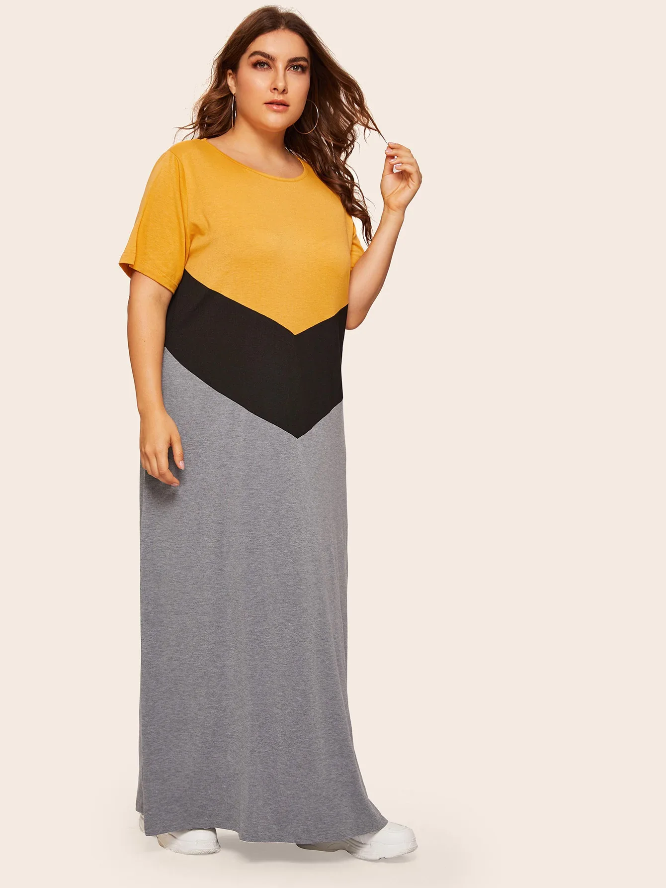 5XL размера плюс длинное платье Макси женское летнее с коротким рукавом контрастное разноцветное элегантное платье свободного кроя больше размера d женское платье-туника