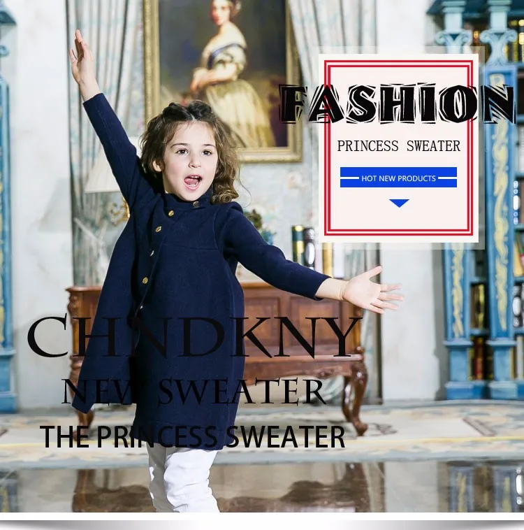 ChildDkivy/однобортный Кардиган для девочек, новинка года, осенне-зимний длинный свитер для девочек возрастом от 2 до 8 лет модный однотонный Детский свитер, пальто