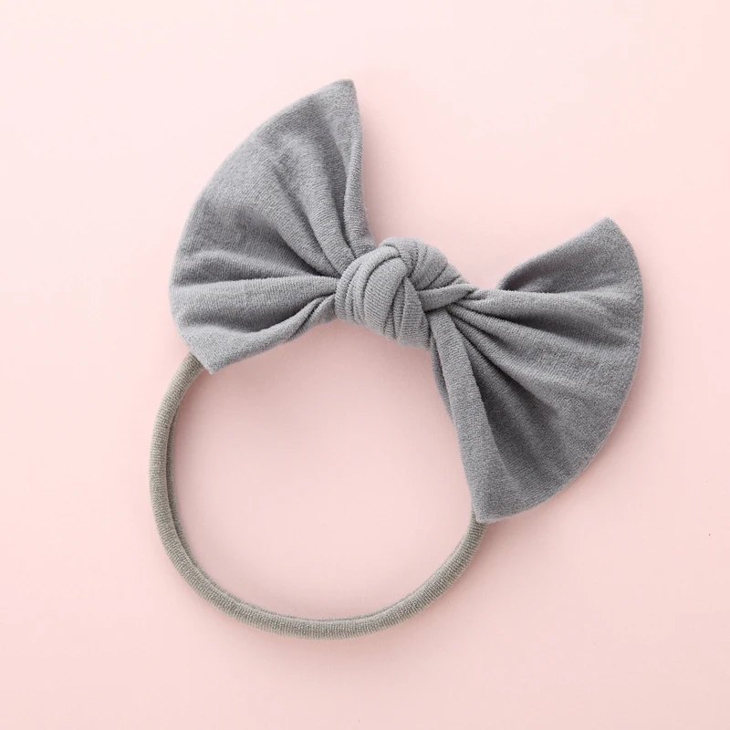 20 шт./лот мягкая нейлоновая повязка тюрбан с бантом ткань Детские аксессуары для