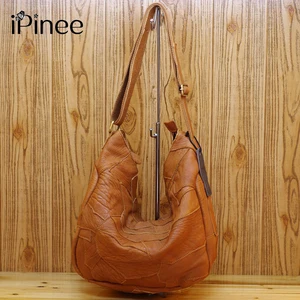 IPinee необычные женские сумки в стиле пэчворк, мягкие сумки из натуральной кожи, Национальная ветрозащитная женская сумка из овечьей кожи