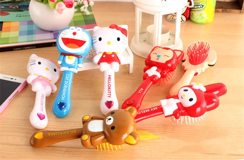 1 шт. hello kitty Melody Doraemon Rilakkuma, Детская щетка для волос, расческа, Антистатическая Расческа с воздушными ячейками, мультипликационный массажный инструмент Q Cute