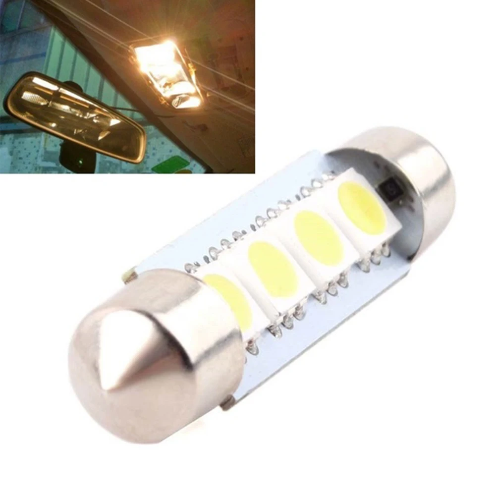 NEW 2 PCS 12V 41MM 4 SMD 5050 2W Car Interior Dome Festoon LED Light Bulbs Lamp White | Автомобили и мотоциклы