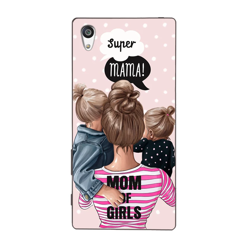 Brown Hair Baby super Mom Girl Super Dad TPU soft case Cover For Sony Xperia Z Z1 Z2 Z3 Z4 Z5 compact Premium shell Coque |