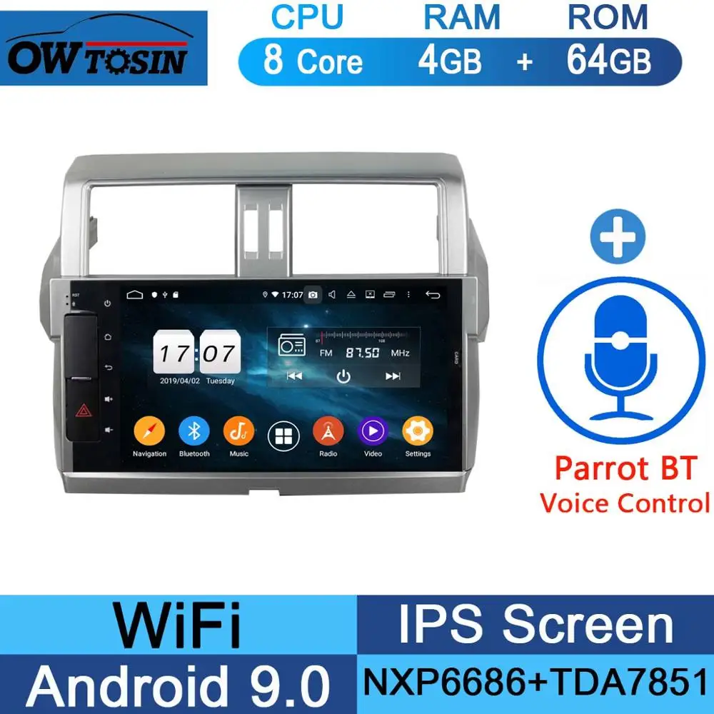 64G Parrot BT 10," ips Android 9,0 8 Core 4G+ 64G Автомобильный мультимедийный dvd-плеер для Toyota Prado LC150 150 Land Cruiser 2013- DSP CarPlay радио - Цвет: 64G Parrot BT