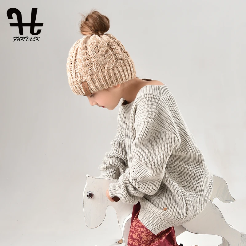 FURTALK детская шапочка теплые зимние шапки для девочек и мальчиков грязная вязаная