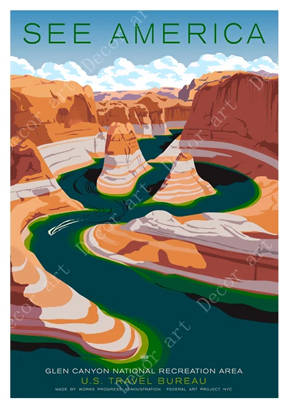 Постер для путешествий в Западном национальном парке см. Америку картины на