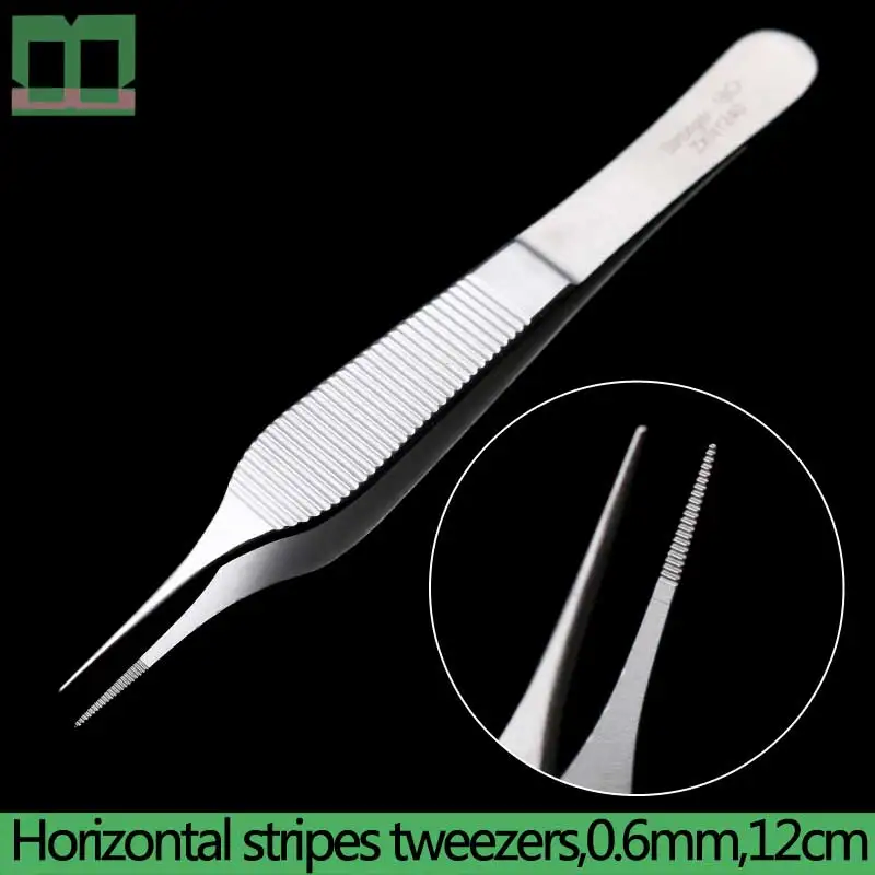 Пластиковые нержавеющая сталь tweezers хирургические щипцы хряща Пинцет хирургические инструменты и инструменты Зубчатые Щипцы 0,6 мм - Цвет: Шлифованный хром