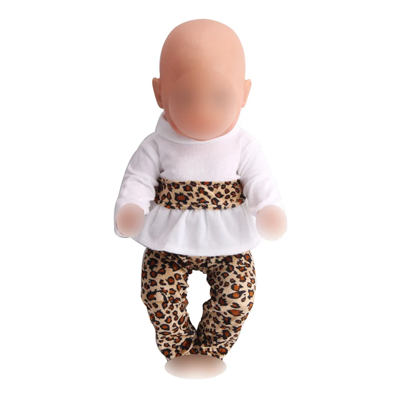 

Doll clothing fashion leopard print suit fit 43 cm baby dolls and 18 inch Girl dolls accessories f114
